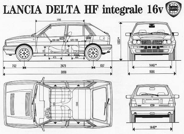 Lancia Delta HF Integrale 16v rozměry
